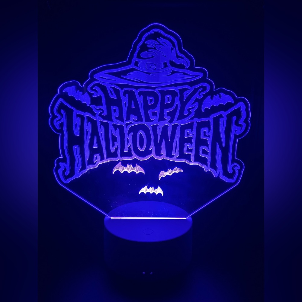 LED sign Happy Halloween witch hat